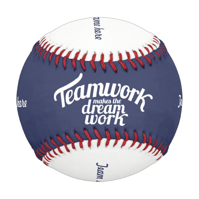 Pelota De Béisbol El trabajo en equipo hace que el trabajo de ensueñ (Anverso)
