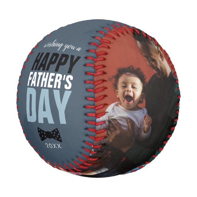 Pelota De Béisbol Elegante Feliz Día del Padre Fotos Bowtie (Angular)