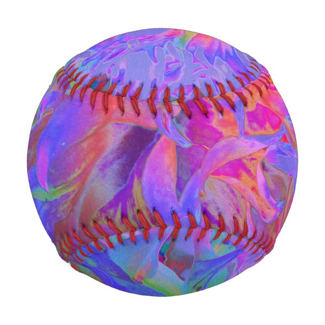 Pelota De Béisbol Elegante Flor de Dahlia con decoración psicodélica (Anverso)
