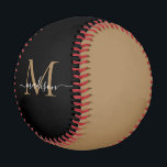 Pelota De Béisbol Elegante Monograma de Oro Negro Nombre de Guión Fe<br><div class="desc">Elegante Monograma de Oro Negro Nombre de guión femenino Béisbol</div>