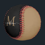 Pelota De Béisbol Elegante Monograma de Oro Negro Nombre de Guión Fe<br><div class="desc">Elegante Monograma de Oro Negro Nombre de guión femenino Béisbol</div>