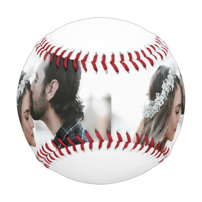 Pelota De Béisbol Elegante nombre de aniversario de foto fecha perso (Anverso)