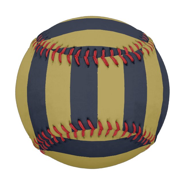 Pelota De Béisbol Elegante rayas verticales de oro y marina azul (Anverso)