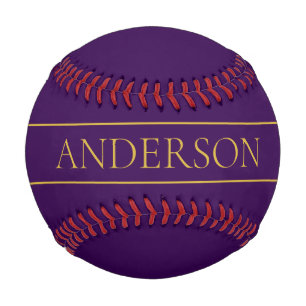 Pelota De Béisbol Elegante Texto Personalizable Oro & Púrpura Prof