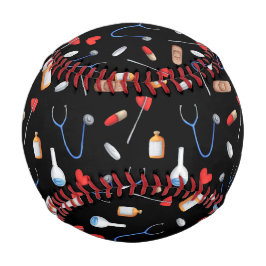 Pelota De Béisbol Enfermero del patrón de medicina negra