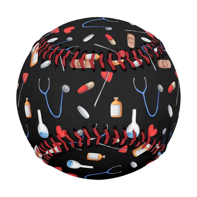 Pelota De Béisbol Enfermero del patrón de medicina negra (Anverso)