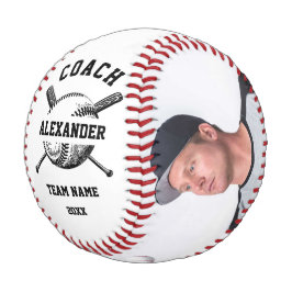 Pelota De Béisbol Entrenador personalizado con 2 foto y nombre de eq
