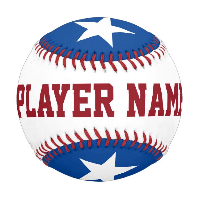 Pelota De Béisbol Equipo de Star Player Personalizado Nombres azul b (Anverso)