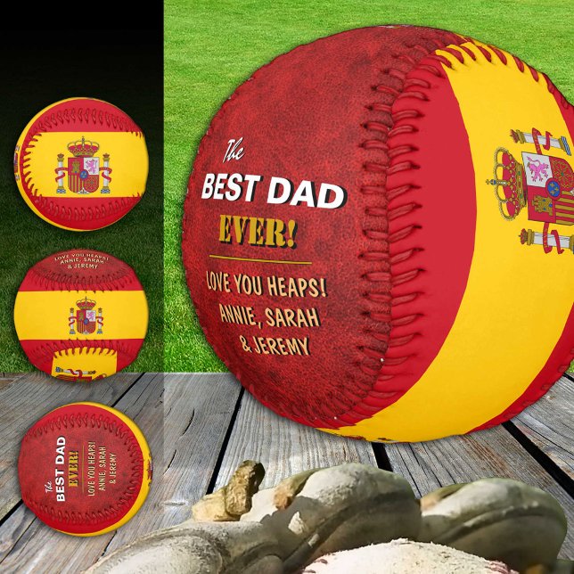 Pelota De Béisbol España Mejor Papá, papá patriota, bandera española (Subido por el creador)