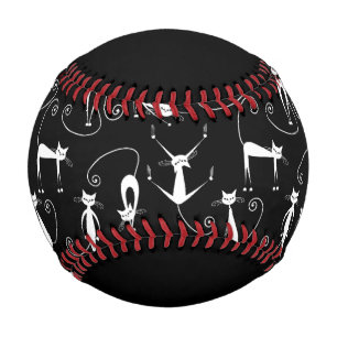 Pelota De Béisbol Espinoso patrón de gato blanco