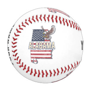 Pelota De Béisbol Estado de Alabama Estados Unidos Mapa de Retro Vin