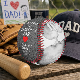 Pelota De Béisbol Estampa de cuero gris 1er Día del Padre 2 Fotos