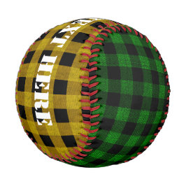 Pelota De Béisbol Estilo de leñador - tela verde y amarilla