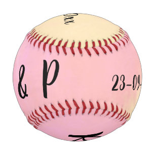 Pelota De Béisbol estilo de texto minimalista simple blanco boda ros