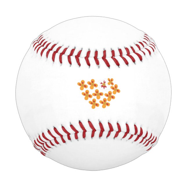 Pelota De Béisbol Estilo decorativo, Naranja torpe, rojo cornell (Anverso)