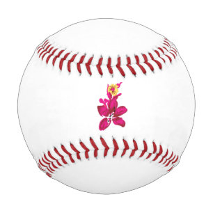Pelota De Béisbol Estilo floral, Crimson de ArtyClick, oro ligero