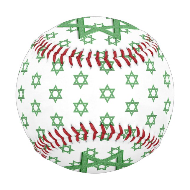 Pelota De Béisbol Estrella de David Verde Sin Costuras (Anverso)