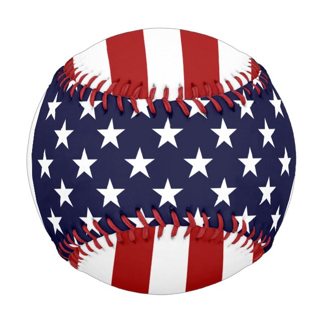 Pelota De Béisbol Estrellas De Estados Unidos Y Bandera Estadouniden (Anverso)