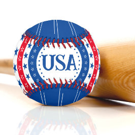 Pelota De Béisbol Estrellas Rojas, Blancas y Azules de Estados Unido