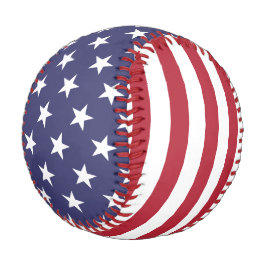 Pelota De Béisbol Estrellas Y Bandera De Rayas Rojas Y Azules