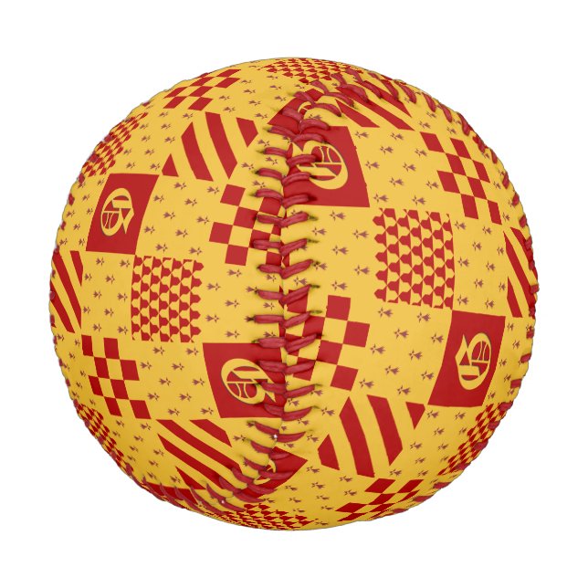 Pelota De Béisbol Fantasía mágica amarilla roja medieval heráldica (Angular)