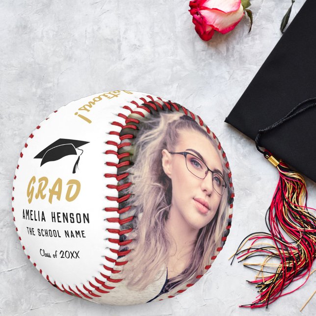Pelota De Béisbol Felicitaciones Grad Golden Graduation 2 Photo Bas (Subido por el creador)