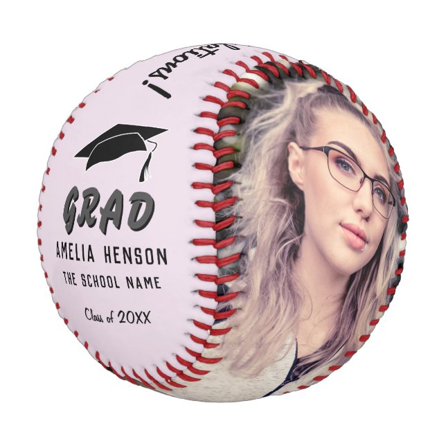 Pelota De Béisbol Felicitaciones Grad Pink Graduation 2 Foto (Angular)