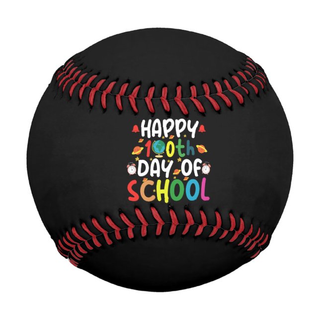 Pelota De Béisbol Feliz 100° Día del Estudiante Escolar (Anverso)
