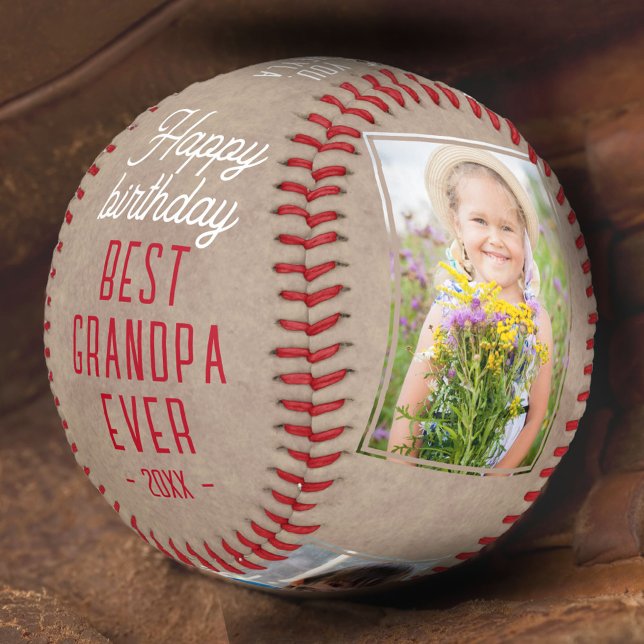 Pelota De Béisbol Feliz cumpleaños abuelo moderno Collage de fotos 3 (Subido por el creador)