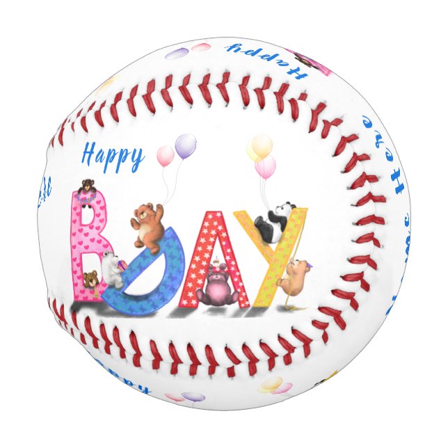 Pelota De Béisbol Feliz cumpleaños - Diversión de la celebración del (Anverso derecho)
