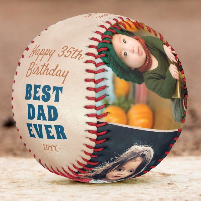 Pelota De Béisbol Feliz cumpleaños mejor papá moderno Collage de fot (Subido por el creador)