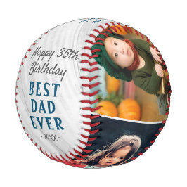 Pelota De Béisbol Feliz cumpleaños mejor papá Wood 3 Collage de foto