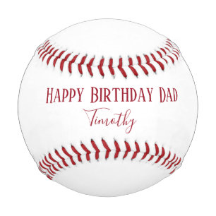 Pelota De Béisbol Feliz cumpleaños papá rojo y blanco