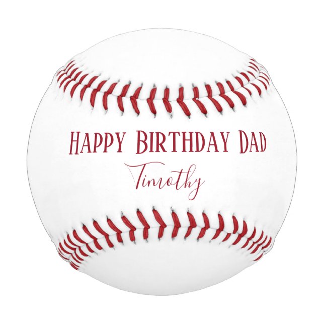 Pelota De Béisbol Feliz cumpleaños papá rojo y blanco (Anverso)