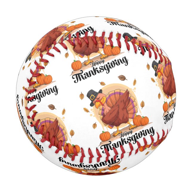 Pelota De Béisbol Feliz Día de Acción de Gracias (Reverso derecho)