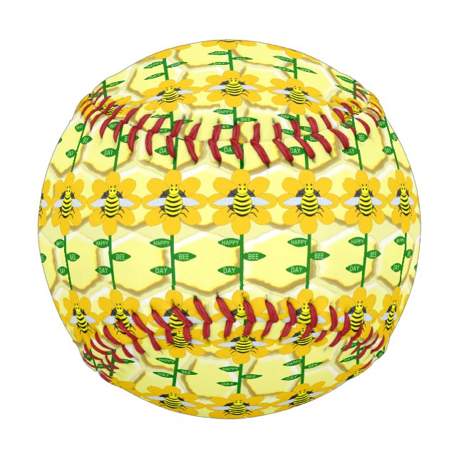 Pelota De Béisbol Feliz Día de las Abejas Cumpleaños Bumblebee (Reverso)