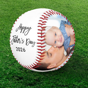 Pelota De Béisbol Feliz Día del Padre 2 Photo Brush Script