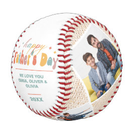 Pelota De Béisbol Feliz Día del Padre 4 Collage de fotos personaliza