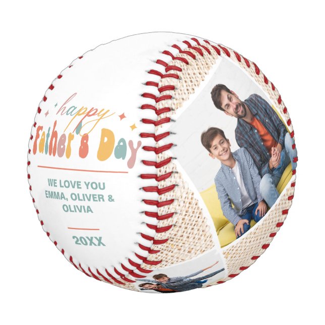 Pelota De Béisbol Feliz Día del Padre 4 Collage de fotos personaliza (Angular)