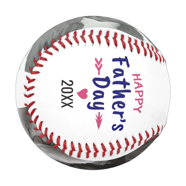 Pelota De Béisbol Feliz día del padre con fotos familiares (Anverso izquierdo)