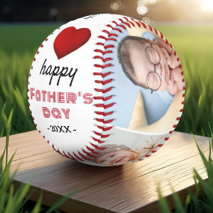 Pelota De Béisbol Feliz Día del Padre: Corazón Rojo 4 Collages de fo