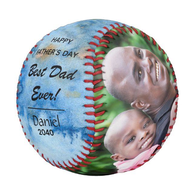 Pelota De Béisbol Feliz Día del Padre, el mejor papá jamás azul (Angular)