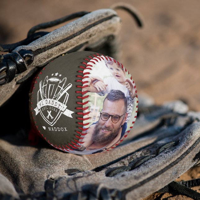 Pelota De Béisbol Feliz Día del Padre | Fotos familiares personaliza (Subido por el creador)