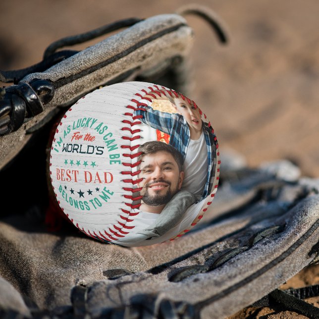Pelota De Béisbol Feliz Día del Padre | Fotos familiares personaliza (Subido por el creador)