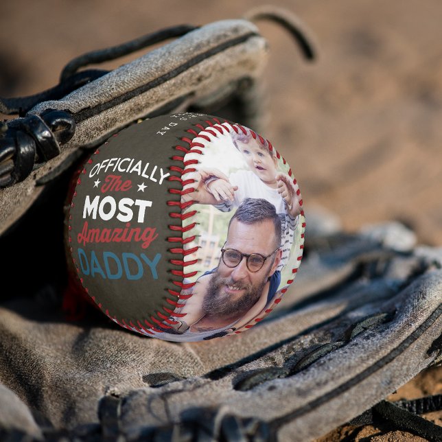 Pelota De Béisbol Feliz Día del Padre | Fotos familiares personaliza (Subido por el creador)