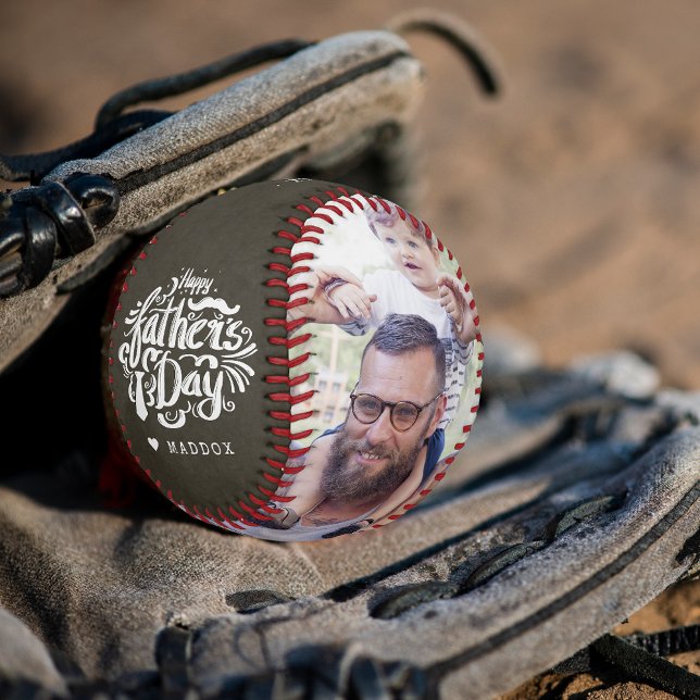 Pelota De Béisbol Feliz Día del Padre | Fotos familiares personaliza (Subido por el creador)