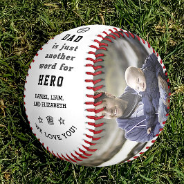 Pelota De Béisbol Feliz Día del Padre Héroe Collage de fotos + Nombr