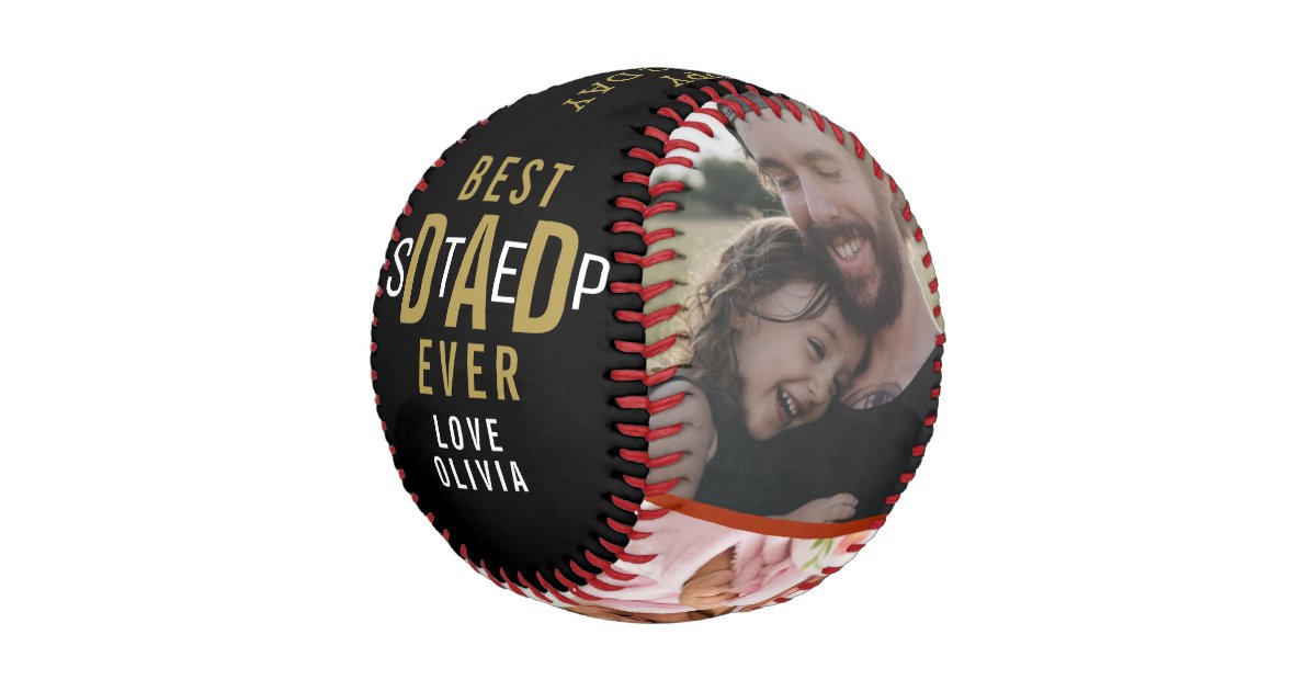 Pelota De Béisbol Feliz Día del Padre Mejor Paso Papá 3 Collage de f ...