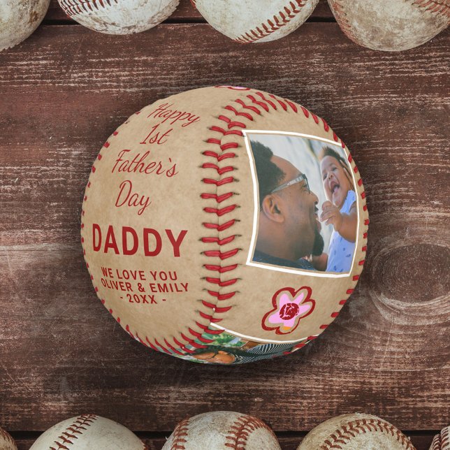 Pelota De Béisbol Feliz Día del Padre Papá Keepsake 3 Foto (Subido por el creador)