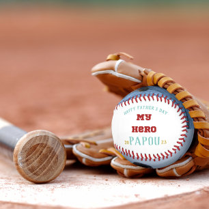Pelota De Béisbol Feliz Día del Padre, Papou, mi héroe